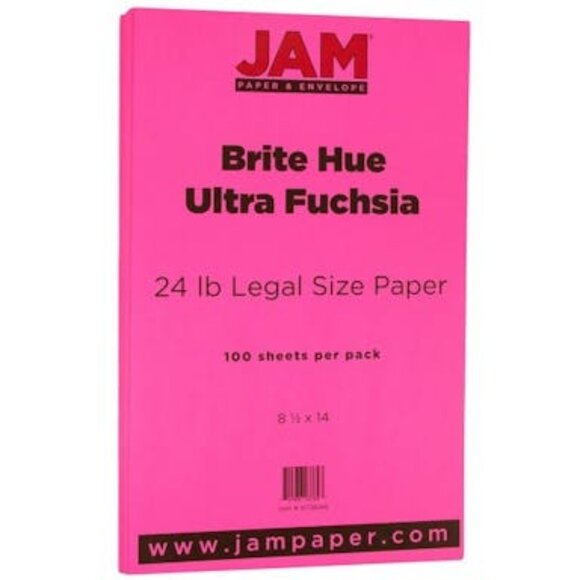 JAM Paper 8.5 x 14 Color Copy Paper, 24 lbs., 8.5 x 14, Pink, 100 Sheets - Picture 1 of 1